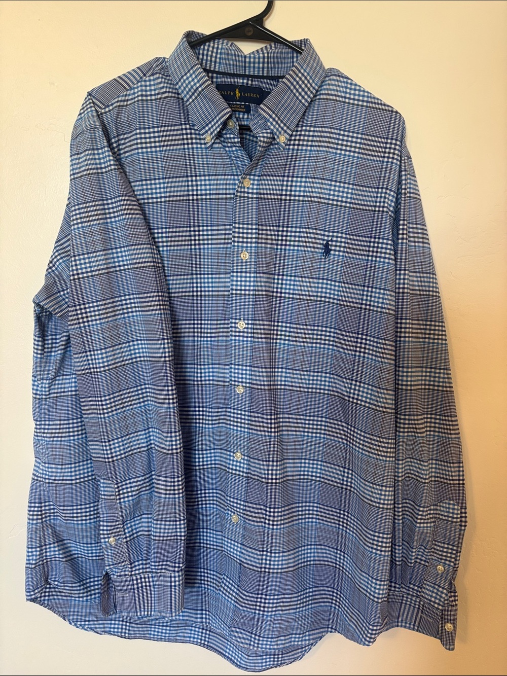 Ralph Lauren Blue and White Plaid Button-Down Shirt